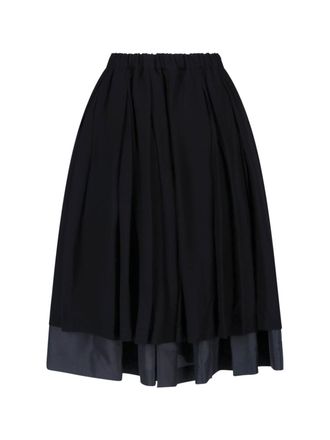 Comme Des Gar&ccedil;ons Layered Black Midi Skirt With Elastic High Waist