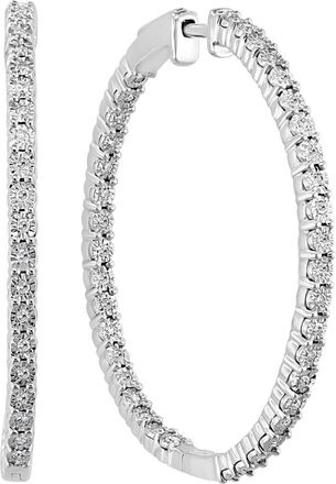 Effy Sterling Silver Diamond Hoop Earrings - 0.46 ctw in White at Nordstrom Rack