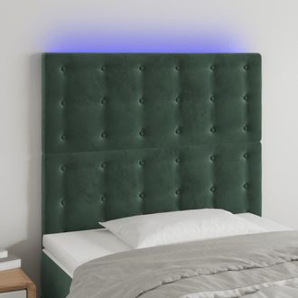 vidaXL Cabecero Con Luces Led Terciopelo Verde Oscuro 90x5x118/128 Cm Vidaxl