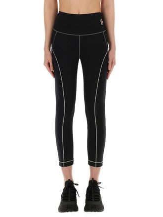 Moncler Logo-Embroidered Leggings - Black