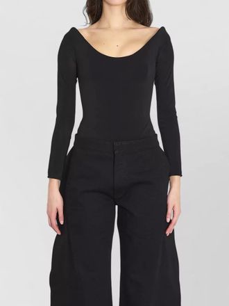 Alaia stretch jersey bodysuit asymmetric neckline