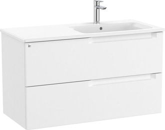 Roca Roca - Pack Mueble Base De 2 Cajones + Lavabo Aleyda Color: Blanco Mate - Medidas: 1005x460x565 Mm - Posici&oacute;n Del Lavabo: Derecha