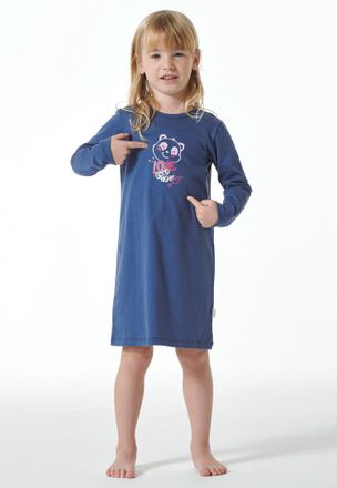 Schiesser Nachthemd SCHIESSER Girls World, Damen, Gr. 104, N-Gr, blau, Single Jersey, Obermaterial: 100% Baumwolle, unifarben mit Farbeinsatz, bequem ca. Mitte 