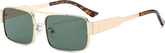 Generic Mens Metal Square Sunglasses Outdoor Commuter Driving Sun Glasses(Green)