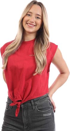 Off-white Off White Dames/Dames Arrow Crop T-shirt (Rood)