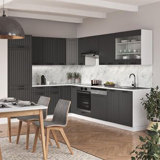 Vicco Cocina Esquinera Fame-line, Antracita Casa De Campo/blanco, 227 X 287 Cm, Et Antracita