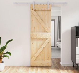vidaXL Vidaxl - Puerta Corredera Con Herrajes Madera Maciza De Pino 70x210 Cm