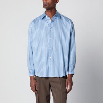 Auralee Camicia a righe azzurra in cotone e seta