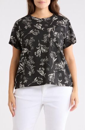 Sanctuary Cotton Blend Pocket T-Shirt in Tulip Fields Black at Nordstrom Rack, Size 1 X