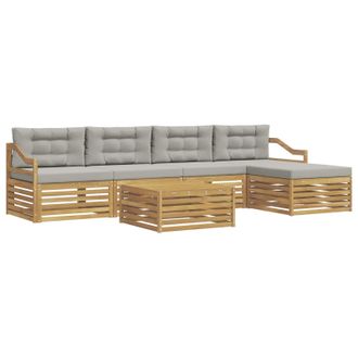 vidaXL Conjunto De Sof&aacute;s De Exterior 6 Pcs Blanco Y Gris Claro Vidaxl