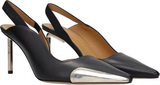Off-white Womens Satin-Finish Leather Slingback Pump Black