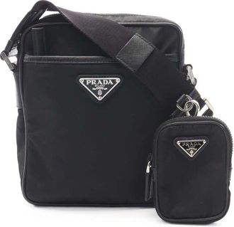 Prada Pre-owned Prada Saffiano Trimmed Re Nylon Zip Top Crossbody Ladies 8257KIZV4DIME3OP