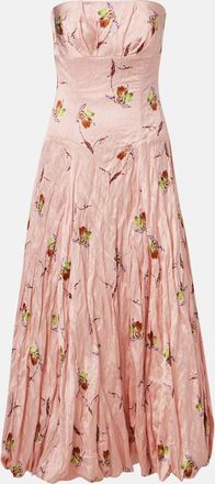 Emilia Wickstead Vestido bustier Kaia de sat&eacute;n floral