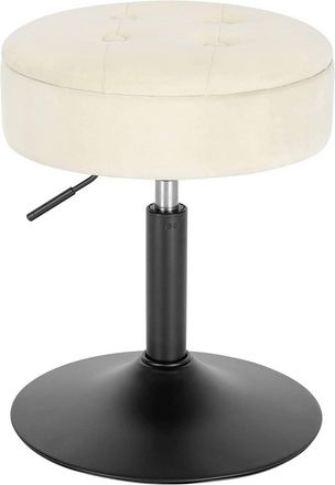 Woltu Woltu 1x Sgabello Rotondo Altezza Regolabile Sedia Da Bar Con Vano Portaoggetti Crema