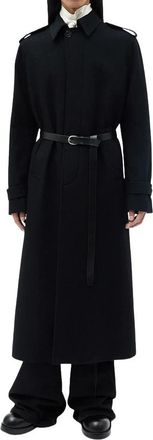 Ann Demeulemeester Lieke Straight Tailored Coat - Heren - Jas met riem - Zwart - M - Wol - Jassen