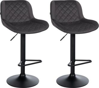 Clp 2er Set De Taburetes De Bar Kasson Negro Terciopelo