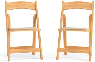 Flash Furniture 2 Pack HERCULES Series Natural Wood Folding Chair with Vinyl Padded Seat