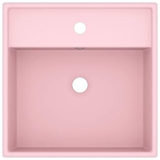 Berkfield Home Luxury Basin Overflow Square Matt Pink 41x41 cm Ceramic