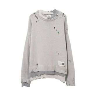 Miharayasuhiro Distressed Grey Jumper with Duck Motif