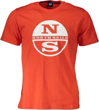 North Sails Rode T-shirt met korte mouwen en logo print - Heren - T-shirts - Rood - L - Tops