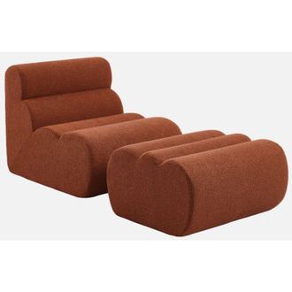 Sweeek Poltrona boucl&eacute; testurizzata con poggiapiedi, 1 posto
