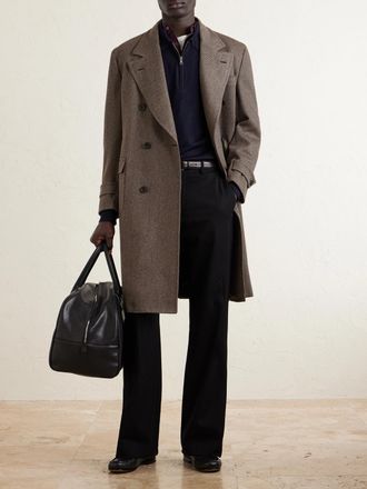 Thom Sweeney Double-Breasted Wool-Twill Overcoat