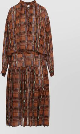 Dries Van Noten printed gathered long-sleeve midi dress