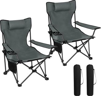 Woltu Woltu Sedia Pieghevole Campeggio. Set Di 2. Sedie Richiudibili Sedia Da Pesca Leggera E Portatile. Max Portata 150 Kg Grigio