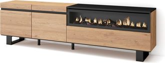 Skraut Home Skraut Home - Mueble Tv, Televisi&oacute;n, Muebles De Sal&oacute;n, Almacenaje, 200x57x35cm, Para Tv Hasta 80, Chimenea El&eacute;ctrica, Dise&ntilde;o Industrial, Estilo Modern
