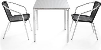 Oviala Mesa cuadrada de jard&iacute;n y 2 sillones de aluminio Nothing Hill