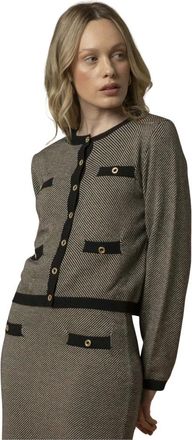 Kocca Cardigans, female, Black, S, Chic Jacket Style Sweatshirt with Contrasting Buttons