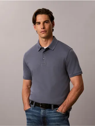 Calvin Klein Mens Supima Cotton Classic Polo Shirt - Blue - XL