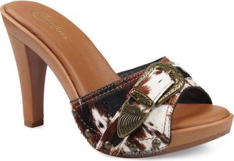 Candie's Federica Platform Slide Sandal in Brown/white Leather at Nordstrom, Size 11