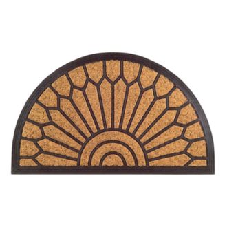 Imports Decor Semi Circle Coir Door Mat with Rubber Backing, Natural Coconut Fiber Doormat, Non-Slip Durable Indoor Outdoor Entrance Rug
