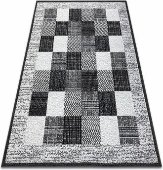 RugsX Rugsx - Alfombra Bcf Morad Rafia Rect&aacute;ngulos, Geom&eacute;trico - Gris Grey 140x200 Cm