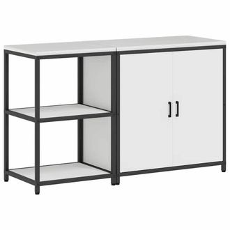 Berkfield Home with Shelf with Storage with Door Adjustable 2 pcs Rusty Weatheri in White
