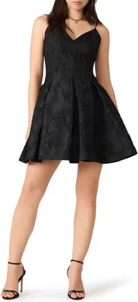 Steve Madden Aylani Floral Jacquard Dress in Black at Nordstrom, Size 10