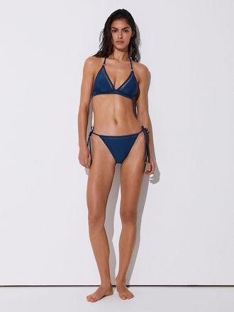 Reiss Blue Shimmer Side-tie Bikini Bottoms, 14