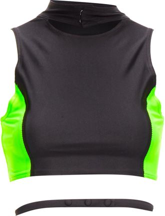 AMBUSH Ambh neon panelled logo back waist tie cropped sports top