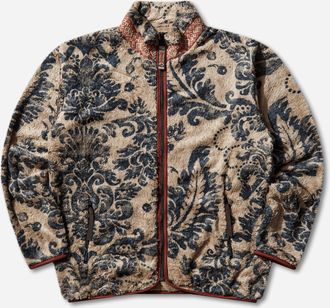 KAPITAL Men s Damask Fleece Zip Jacket Beige