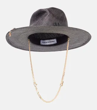 Ruslan Baginskiy Logo chain-detail straw fedora