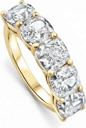 Pompeii3 5 1/4Ct Cushion Cut 5-Stone Diamond Wedding Anniversary Ring 14k Gold Lab Grown