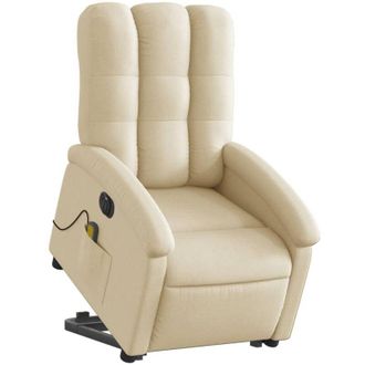 vidaXL Vidaxl - Sill&oacute;n De Masaje El&eacute;ctrico Reclinable Elevable Tela Crema