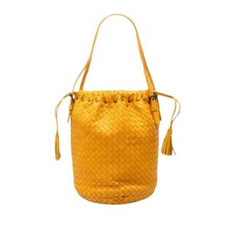 Bottega Veneta Pre-owned Bucket Bags, female, Yellow, Size: ONE SIZE Pre-owned Woven Nappa Bucket Bag