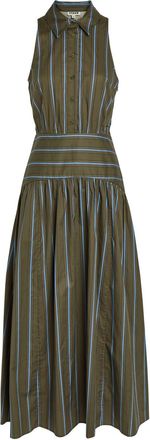 Staud Romy Striped Stretch-cotton Poplin Dress - Grey - 10 (UK14 / L)