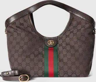 Gucci Giglio Small Tote Bag, Brown, GG Canvas