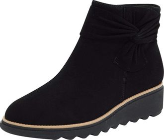 Generic Womens Short Ankle Boots - Flat Boots For Women Winter Warm Ankle Booties Fashion Roman Vintage Bow Short Shoes Anti-Slip Flat Shoe Round Toe Boot Sid