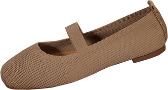 Generic Khaki Female Fashion Knitted Mesh Shoes with Flat Sole and Breathable Design for Everyday Activities 2025 Stylish