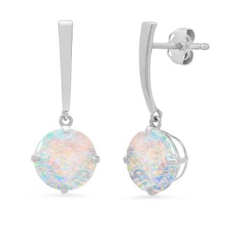 MAX + STONE 14k Yellow or White Gold 8mm Solitaire Gemstone Round Drop Dangle Earrings