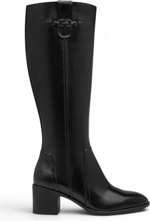 Tamaris Womens Black Leather Riding Knee-High Heel Long Boots - 25576-47